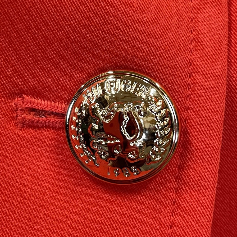 Tommy Hilfiger Womens 12 Blazer Classic Red 2 Button Silver Lapel‎ Logo Lined - Picture 5 of 10